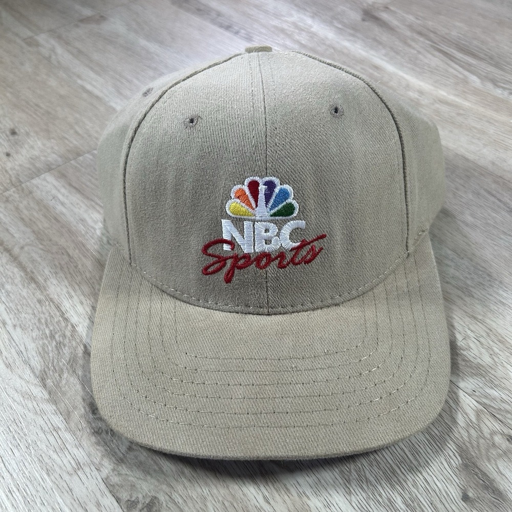 VTG American Needle NBC Sports Strapback Hat Television Beige Cap Made in USA
